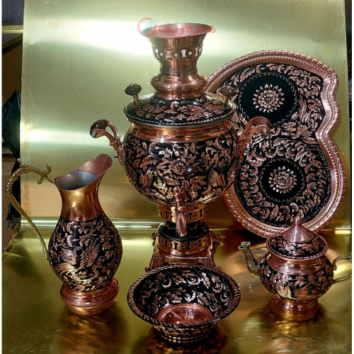 سماور مسی ۴ لیتری الماس تراش مشکی نانو