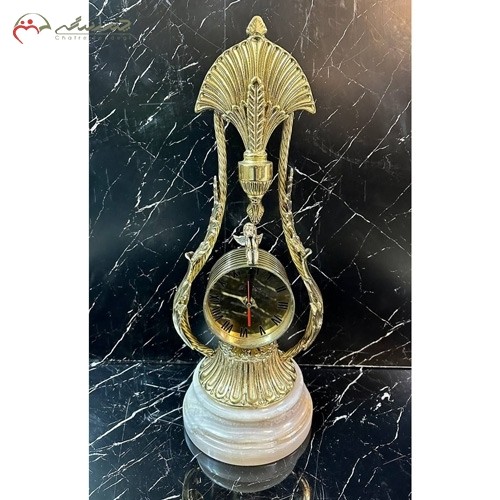 خرید، ساعت رو میزی برنزی طرح طاووس طلایی نفیس و زیبا، زیر قیمت بازار | هنرظریف