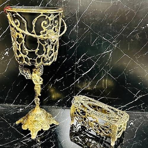 خرید آنلاین،سطل و جا دستمالی برنزی، با طرح ملکه کوچک، با کیفیت اعلاء، شکیل و زیبا، زیر قیمت بازار | هنرظریف