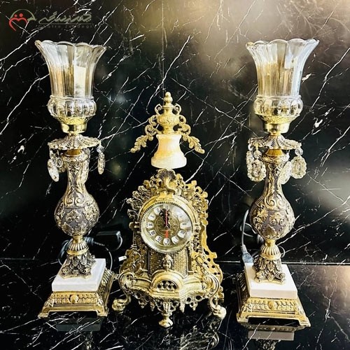 خرید، ست ساعت کنت و شمعدان دایکاست سلطنتی برنزی بسیار نفیس، زیر قیمت بازار | هنرظریف