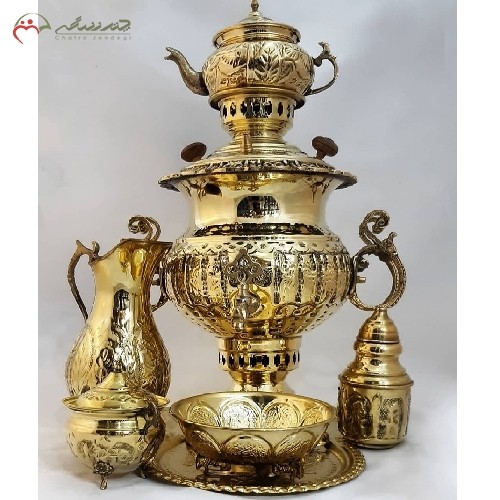 خرید آنلاین، سرویس آنتیک سماور ذغالی برنجی6 لیتری  آبکاری کروم کد 116، مدل کاپی چهار دسته با ضمانت، با قیمت عالی | هنرظریف