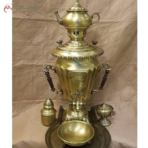 خرید آنلاین، ست سماور ذغالی برنجی 4 لیتری، کد 116 با ورق ضخیم 1 میل، ماندگاری بالا، به قیمت مناسب | هنرظریف