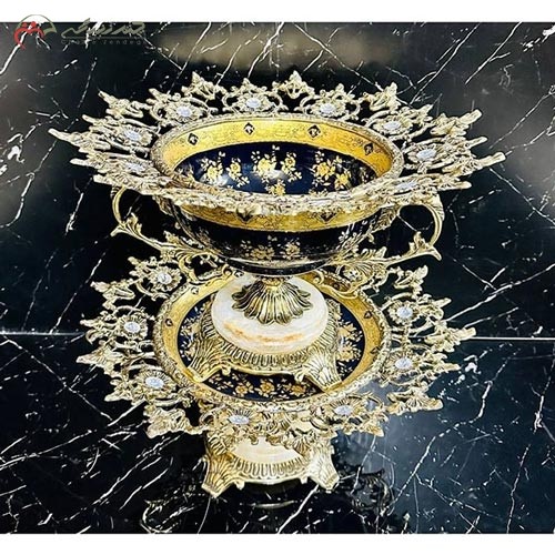 خرید آنلاین، کاسه و بشقاب برنزی پایه سنگی با طرح آفتابگردان، با کیفیت عالی، زیر قیمت بازار | هنرظریف