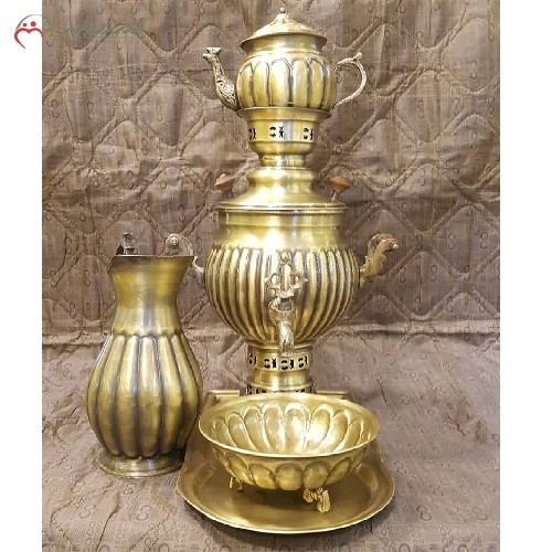 خرید آنلاین، سماور ذغالی برنجی 3 لیتری کد 116، طرح خطی با ورق ضخیم و بادوام، دارای ضمانت، با قیمت مناسب | هنرظریف