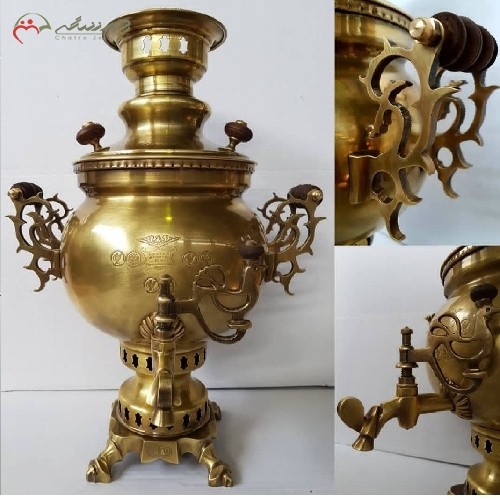 خرید آنلاین، سماور 6 لیتر ذغالی برنجی ریخته گری شده کد 114 مدل توپی، پر نقش همراه با ضمانت، زیر قیمت بازار | هنرظریف