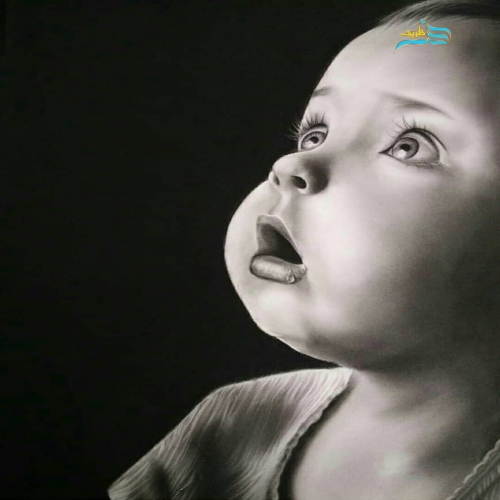 تابلو نقاشی سیاه قلم با طرحی بینظیر و چشم گیر، مناسب اتاق کودک - هنرظریف