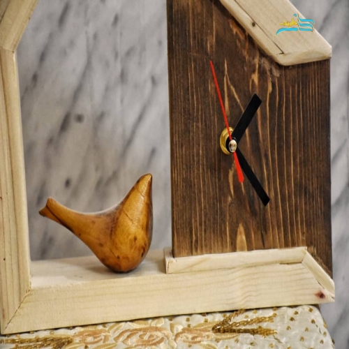 ساعت گالری گنجشک چوب، ضد موریانه و کاملا چوبی،  موتور ساعت تایوانی - هنرظریف