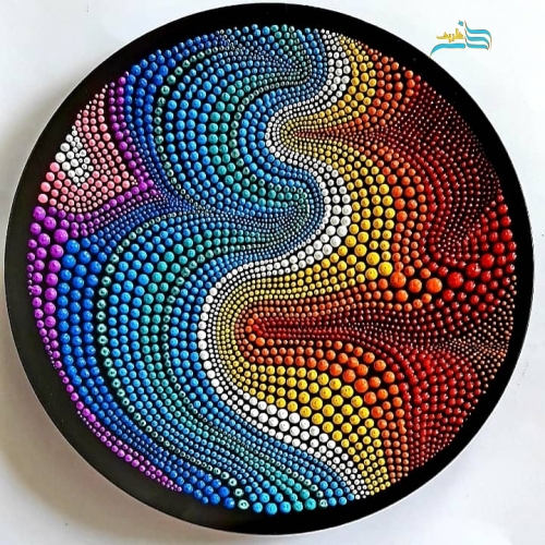 بشقاب شیشه ایی نقطه کوبی دیوارکوب طرح 22 کهکشان، قابل شستشو، رنگ متالیک مرغوب - هنرظریف