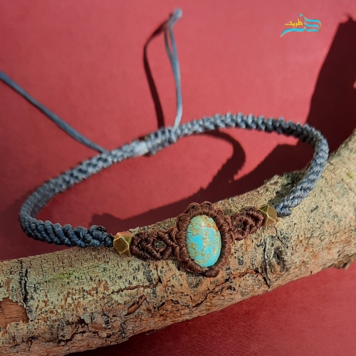 دستبند تهمتن دستساز با سنگ فیروزه نیشابور قابل شستشو و بسیار شیک و زیبا - هنرظریف