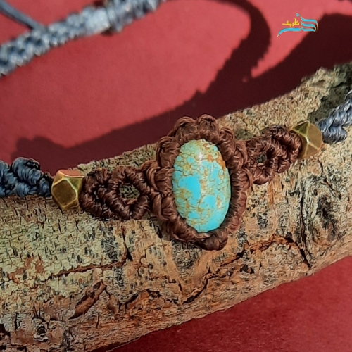 دستبند تهمتن دستساز با سنگ فیروزه نیشابور قابل شستشو و بسیار شیک و زیبا