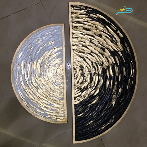 تابلو نیم دایره موج بدون قاب، در ابعاد مناسب 70 و 50 سانتی متر با ضمانت کالا - هنرظریف