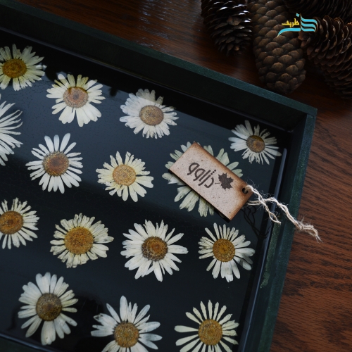 سینی دژاوو طرح گل بابونه، ساختع شده از مواد درجه 1 و با کیفیت، دست ساز رنگ ثابت