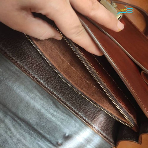 کیف اداری مردانه، صد در صد دستدوز، دستساز و دسترنگ، تهیه شده از چرم گاوی