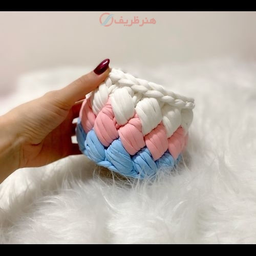 سبد لوازم آرایش تریکو بافت منظم با کیفیت بالا