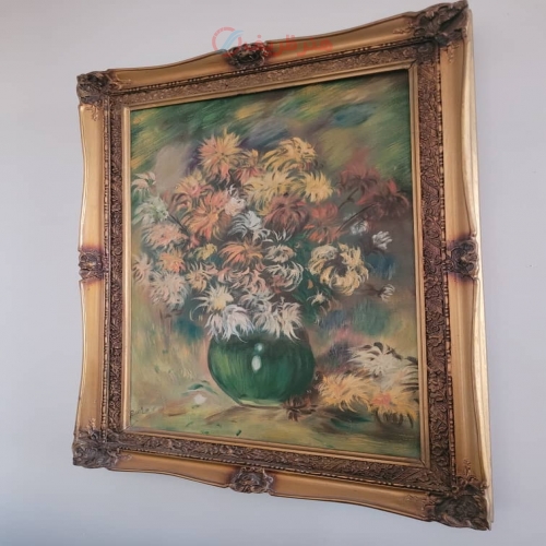 تابلوی نقاشی رنگ روغن گل های داوودی به همراه قاب، با کیفیت و ضمانت - هنرظریف