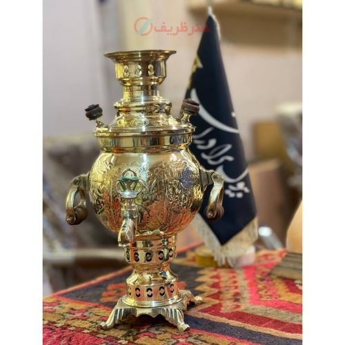 سرویس سماور یک و نیم لیتری دسته گوشواره، باکیفیت بالا و جنس برنج درجه یک - هنرظریف