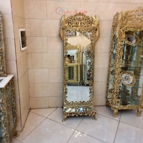 آینه قدی برنزی طرح سیمرغ، بسیار زیبا و خوش ساخت و با رنگ ثابت با ضمانت