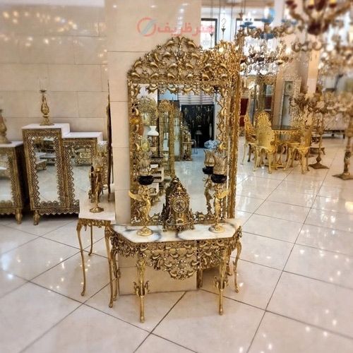 آینه کنسول جنس برنز، با رنگ ثابت و ماندگار و طراحی جدید و زیبا، زیر قیمت بازار