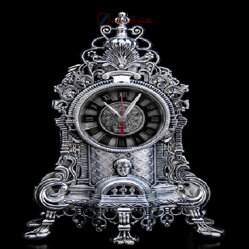 ساعت رومیزی مدل کلاسیک با بدنه آلیاژ و رنگ سیلور - هنرظریف