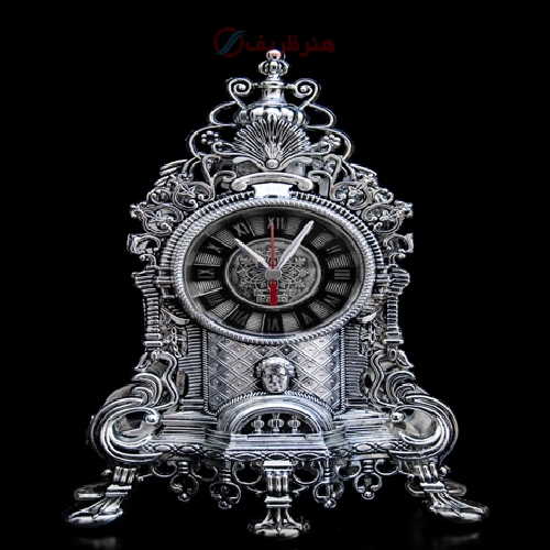 ساعت رومیزی مدل کلاسیک و رنگ سیلور با بدنه جنس آلیاژ - هنرظریف