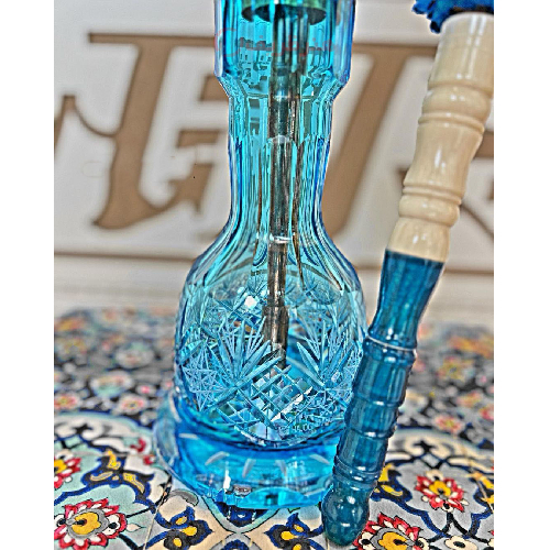 قلیان برنجی شمش یک مرتبه، شیشه تراش طرح شیراز با گارانتی 10 ساله