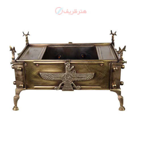 منقل زغالی برنجی مستطیل ۳.۵، بدون سینی