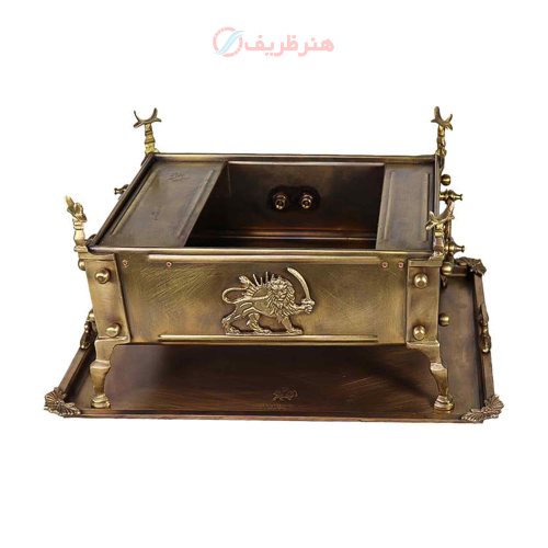 منقل زغالی برنجی مستطیل ۳.۵ با سینی