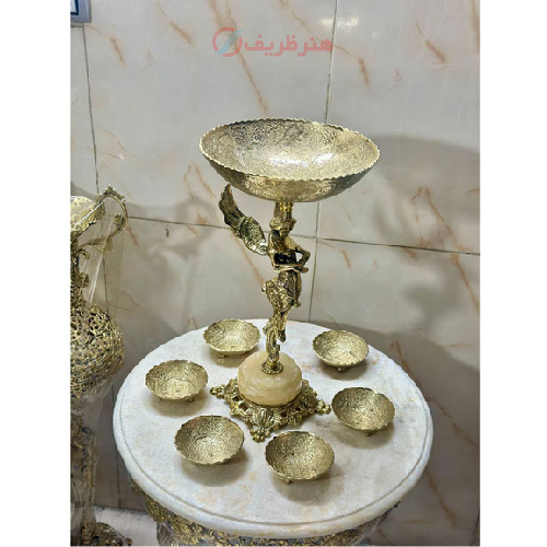 ست آجیل خوری برنزی طرح هندی پایه دار مدل فرشته
