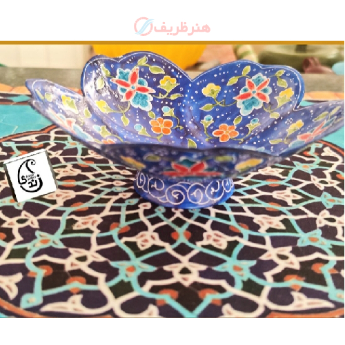 کاسه شکلات خوری مسی میناکاری شده