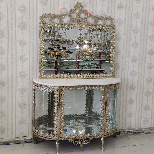 آینه کنسول برنزی مدل خورشیدی دوبل بسیار پرکار