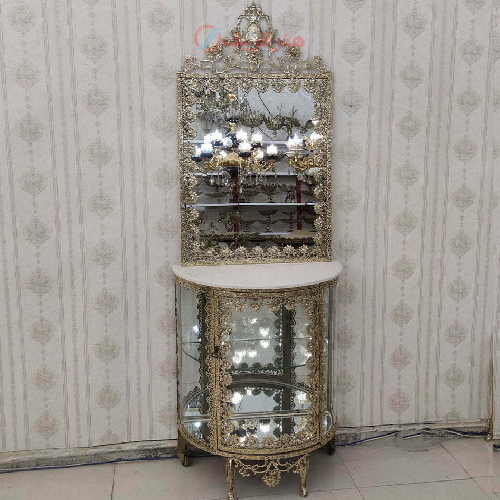 آینه کنسول برنزی مدل گل رز تاج دار