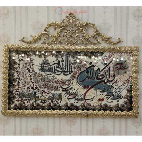 تابلو فرش برنز و ان یکاد گل رز  سایز بزرگ  مدل تاج دار