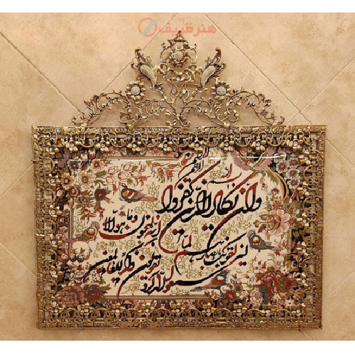 تابلو فرش برنز و ان یکاد مدل گل نقلی طرح جدید