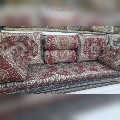 سرویس مبلمان ۷ تکه شاه نشین نارنج رنگ زرشکی