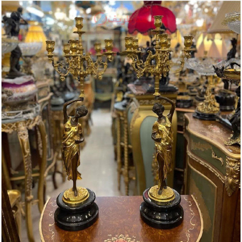 سرویس شمعدان برنزی شش شعله، مدل فرشته _هنرظریف