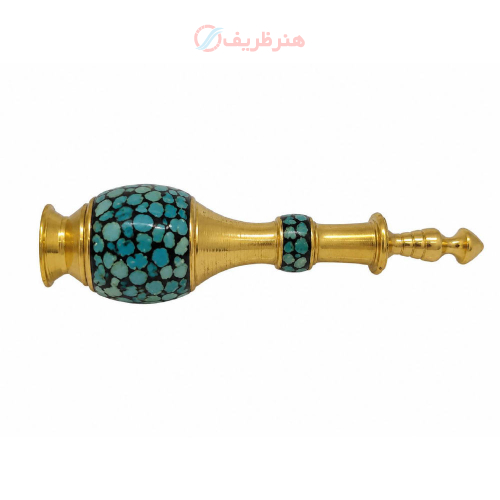 سرمه دان برنجی با فیروزه کوبی اصل نیشابور