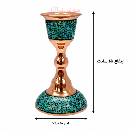 شمعدان مسی با فیروزه کوبی اصل نیشابور