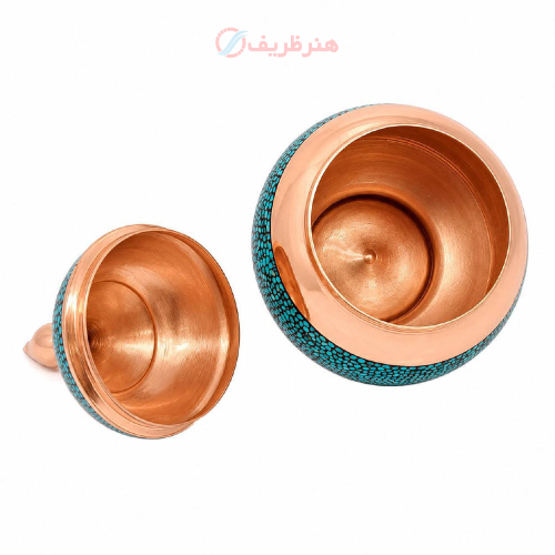قندان مسی با فیروزه کوبی اصل نیشابور