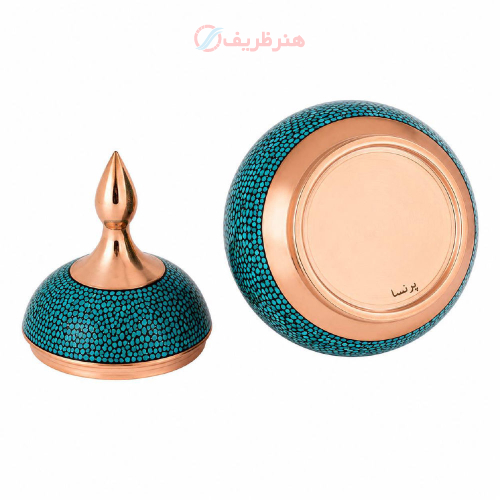 قندان مسی با فیروزه کوبی اصل نیشابور