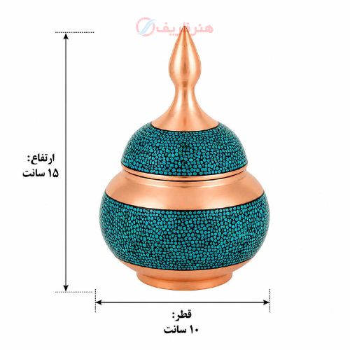 قندان مسی با فیروزه کوبی اصل نیشابور