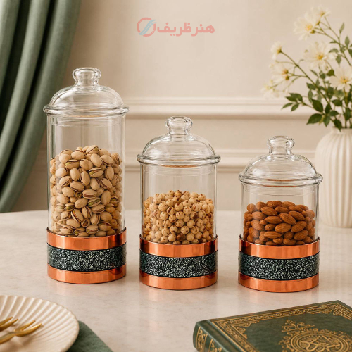 بانکه فیروزه کوبی پرنسا با ظرف شیشهای و فیروزه اصل نیشابور