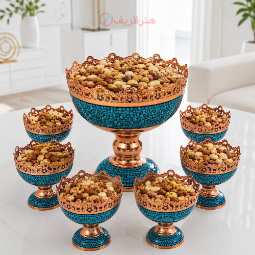 سرویس پذیرایی آجیل‌خوری فیروزه‌کوبی هفت‌پارچه پرنسا