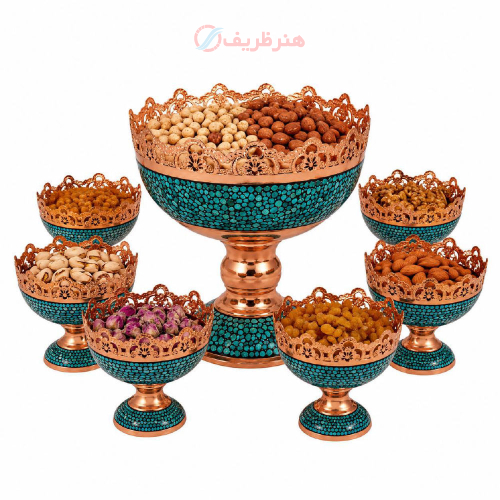 سرویس پذیرایی آجیل‌خوری فیروزه‌کوبی هفت‌پارچه پرنسا