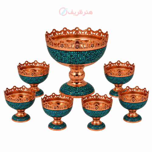 سرویس پذیرایی آجیل‌خوری فیروزه‌کوبی هفت‌پارچه پرنسا