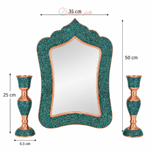 ابعاد آینه شمعدان فیروزه کوبی