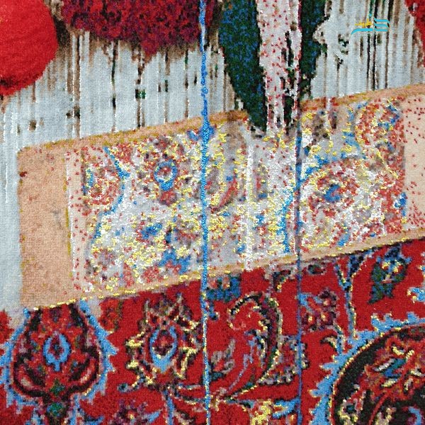 تابلو فرش نفیس زن بافنده از جنس پشم ظریف و ابریشم درجه 1 و با کیفیت بالا