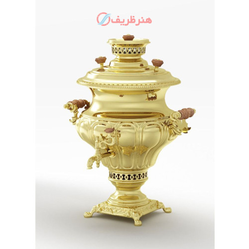 سماور مدل زغالی شکمی ۱۰ ظرفیت اسمی ده لیتری، ورق برنج ضخیم شهید باهنر_ هنرظریف