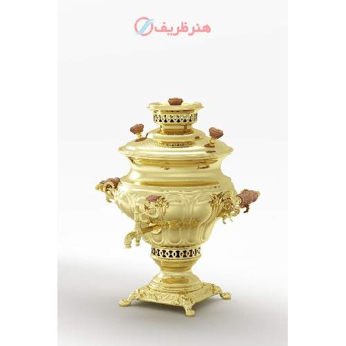 سماور مدل زغالی ممتاز ظرفیت اسمی شش لیتری، ورق برنج ضخیم شهید باهنر_ هنرظریف