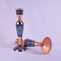 خرید، قیمت و مشخصات شمعدان متوسط مس و پرداز، با روکش پلی استر و ورق مس با کیفیت و ضخیم | هنرظریف