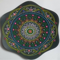 خرید، قیمت و مشخصات بشقاب شیشه ایی نقطه کوبی دیوارکوب طرح محراب، قابل شستشو و با رنگ ثابت | هنرظریف